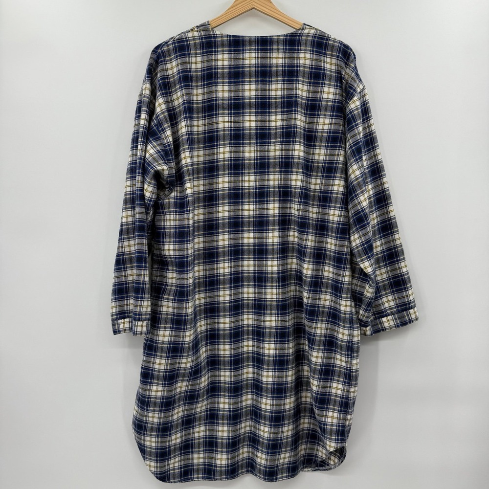 Vintage Warner Bros Tazmanian Devil Taz Flannel‎ Nightgown Blue Plaid Size S/M - Picture 2 of 7
